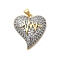 Brass Micro Pave Clear Cubic Zirconia Pendants, Heart with ECG, Real Gold Plated & Real Platinum Plated, 27x24x8mm, Hole: 4x4mm