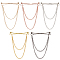 5Pcs 5 Colors Alloy Hanging Chain Brooches, Mixed Color, 86x60x5mm, 1pc/color