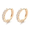 Brass Micro Pave Clear Cubic Zirconia Hoop Earrings, Ring, Real 18K Gold Plated, 14x1.5x14.5mm