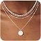 3Pcs Brass Disc Pendant 3 Layer Necklaces for Women, Platinum, 15.75~19.69 inch(40~50cm)