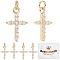 Beebeecraft 1 Box 10Pcs Small Gold Cubic Zirconia Cross Charm with Jump Ring Real 18K Gold Plated Brass Clear Crosses Pendant Charm for Jewelry Making Charms Necklace Bracelets Supplies DIY Crafts