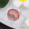 Three Flat Round Zinc Alloy Enamel Stretch Finger Rings, Silver, Flamingo, Inner Diameter: 18mm