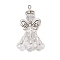 Handmade Glass Seed Beaded Angel Pendants, with Antique Silver Alloy Wings & Electroplate Glass Beads, Clear, 30x19mm, Hole: 1.8mm