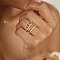 Brass Micro Pave Cubic Zirconia Finger Rings, US Size 8(18.1mm)