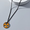 Fitness Barbell Alloy Orange Enamel Pendant Necklaces for Men, Gunmetal, 23.62 inch(60cm)