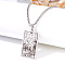 Retro Hip-hop 304 Stainless Steel Tarot Pendant Necklaces for Men, Stainless Steel Color, 24.02 inch(61cm)