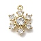Rack Plating Brass Micro Pave Cubic Zirconia Pendants, Cadmium Free & Nickel Free & Lead Free, Long-Lasting Plated, Snowflake, Real 14K Gold Plated, 15x11.5x4mm, Hole: 1mm