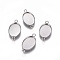 Non-Tarnish 304 Stainless Steel Cabochon Connector Settings, Plain Edge Bezel Cups, Oval, Stainless Steel Color, Tray: 14x10mm, 20.5x11x1.2mm, Hole: 2mm