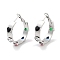 304 Stainless Steel Glass Hoop Earrings for Women, Heart Pattern, Stainless Steel Color, 6x32mm