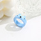 Cute Cartoon Resin Finger Rings for Women, Bear, Light Sky Blue, Inner Diameter: 17mm