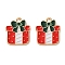 Alloy Enamel Pendants, Christmas Theme, Light Gold, Box, 18x15x1.2mm, Hole: 1.6mm