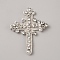 Rhinestone Cross Embroidery For Cloth Accessories, White, 80x65x7mm