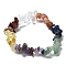 Natural Mixed Gemstone & Glass Chips Beaded Stretch Bracelets, Inner Diameter: 2-1/8 inch(5.5cm)