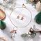Christmas Alloy Enamel Gingerbread Man Pendant Necklace & Dangle Earrings Sets, Stainless Steel Jewelry Sets, Golden, 17.91 inch(455mm)