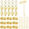 50 Pieces DIY Ribbon Ends Making Kits, Including Iron Ribbon Crimp Ends & Unsoldered Jump Rings, Zinc Alloy Lobster Claw Clasps, Brass Chain Extenders, Golden, 6x7mm