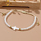 Imitation Pearl Round Beads Braided Bead Bracelets, Natural Shell Cross Jewelry for Wonen, White, Inner Diameter: 11 inch(28cm)