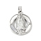 Brass Pave Natural White Shell Pendants, Religion Virgin Mary Charms, Long-Lasting Plated, Lead Free & Cadmium Free, Rack Plating, Platinum, 17.5x15x3mm, Hole: 3.5x6mm