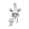 Brass Micro Pave Cubic Zirconia Pendants, Cadmium Free & Nickel Free & Lead Free, Star Charms, Platinum, 25.5x13x4.5mm, Hole: 1.5mm