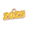 Alloy Enamel Pendants, Light Gold, Cadmium Free & Lead Free, Number 2025 Charm, Gold, 9x18x1.5mm, Hole: 1.8mm