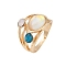 Alloy Multi-Moonstone Finger Rings for Women, Deep Sky Blue, US Size 10(19.8mm)