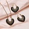 Retro Alloy Earrings & Necklaces Sets for Women, Heart, Black, 580~610mm