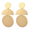 304 Stainless Steel Dangle Stud Earrings, Golden, Flat Round, 58x30mm