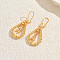 Brass Hoop Earrings, Golden, Teardrop, 50x20mm
