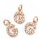 Brass Micro Pave Grade AAA Cubic Zirconia Charms, Letter G, Cadmium Free & Nickel Free & Lead Free, Real Rose Gold Plated, 9x6x1.5mm, Hole: 2mm