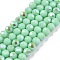 Electroplate Opaque Solid Color Glass Beads Strands, Half Rainbow Plated, Faceted, Rondelle, Turquoise, 4x3mm, Hole: 0.4mm, about 105~110pcs/strand, 38~39cm