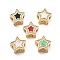 Rack Plating Brass with Cubic Zirconia European Beads and Enamel, Star, Large Hole Beads, Long-Lasting Plated, Lead Free & Cadmium Free, Mixed Color, 12x12x8mm, Hole: 4.5mm