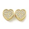Rack Plating Brass Micro Pave Cubic Zirconia Beads, Long-Lasting Plated, Lead Free & Cadmium Free, Heart, Real 18K Gold Plated, 10x10.5x5mm, Hole: 3mm