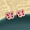 304 Stainless Steel Enamel Stud Earrings, Real 18K Gold Plated, Butterfly, 8x9mm