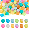 72Pcs 12 Colors  Luminous Hexagon Food Grade Silicone Beads, Mixed Color, 14x14x14mm, Hole: 2mm, 6pcs/color