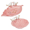 2Pcs 2 Style Ceramic Jewelry Plates, Storage Tray, Leaf, Pink, 12.5~22.6x13~13.7x5.5~5.85cm, 1pc/set