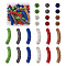 Brass Rhinestone Beads, with Polymer Clay, Tube & Ball, Mixed Color, 45~47x9mm, Hole: 4mm, 6 colors, 2pcs/color, 12pcs/box