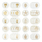 40Pcs 10 Style Natural Freshwater Shell Pendants, Flat Round, Golden, 16x3.5~4mm, Hole: 1.2mm