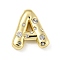 Brass Micro Pave Clear Cubic Zirconia Pendants, Long-Lasting Plated, Cadmium Free & Lead Free, Real 18K Gold Plated, Letter A~Z, Letter A, 18~19x11~21x5mm, Hole: 2.8~3x1.8~2mm