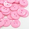 Acrylic Sewing Buttons for Costume Design, Plastic Buttons, 2-Hole, Dyed, Flat Round, Pink, 25x3mm, Hole: 2mm