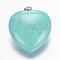 Dyed & Synthetic Turquoise Gemstone Pendants, Heart, Platinum, 32.5~34x30x12mm, Hole: 5x8mm