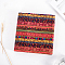 Rectangle Printed Cotton Linen Fabric, for Patchwork, Sewing Tissue to Patchwork, with Ethnic Style Pattern, Crimson, 145x50cm