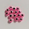 Transparent Resin Beads, Flat Round with Eye, Deep Pink, 8x5mm