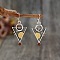 Alloy Rhinestone Triangle Dangle Earrings, Antique Bronze, 40x20mm