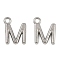 304 Stainless Steel Charms, Polished, Stainless Steel Color, Letter M, 9x7x2mm, Hole: 1.2mm