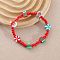 Christmas Polymer Clay and Glass Seed Beads Bracelets for Women, Santa Claus & Reindeer & Christmas Tree, Red, 7-1/8 inch(18cm)