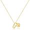 Brass Initial and Heart Pendant Necklaces for Women, Real 14K Gold Plated, Letter U, 15.75 inch(40cm)