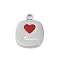 304 Stainless Steel Enamel Charms, Square with Heart & Word Love Charms, Stainless Steel Color, 12.5x10x1.4mm, Hole: 1.4mm
