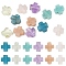 12Pcs 6 Styles Natural Prehnite & Rose Quartz & Amethyst & Apatite & Sunstone & Amazonite Beads, Cross, 8x8x3mm, Hole: 1.2mm, 2pcs/style