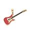 316 Surgical Stainless Steel Enamel Big Pendants, Guitar, Vacuum Plating, Real 18K Gold Plated, Red, 71.5x26x2.5mm, Hole: 9x6mm