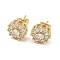 Brass Micro Pave Cubic Zirconia Ear Studs, Flat Round, Real 18K Gold Plated, 11mm
