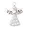 Pearlized Glass Pearl Bead Pendants, Angel Charms, with Alloy Wings and Copper Wire, White, 34x23x6mm, Hole: 4mm